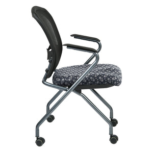 OSP Home Furnishings Deluxe Folding Nesting Armchair with Mesh Back Lumbar Support for Conference Spaces 84440-K108