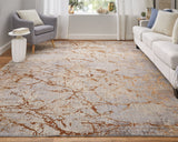 Feizy Rugs Pryor Luxurious Abstract High-low Pile Rug - Modern, Versatile Design In Earthy And Vibrant Tones Gold,Brown,Gray Polyester,Viscose Pry39nefcopmltf05