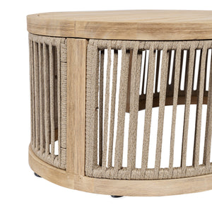 English Elm Christopher Knight Home® - Outdoor Acacia Wood Coffee Table with Rope Accents, Light Teak Slatted Top, Durable Outdoor Style N772P246425L