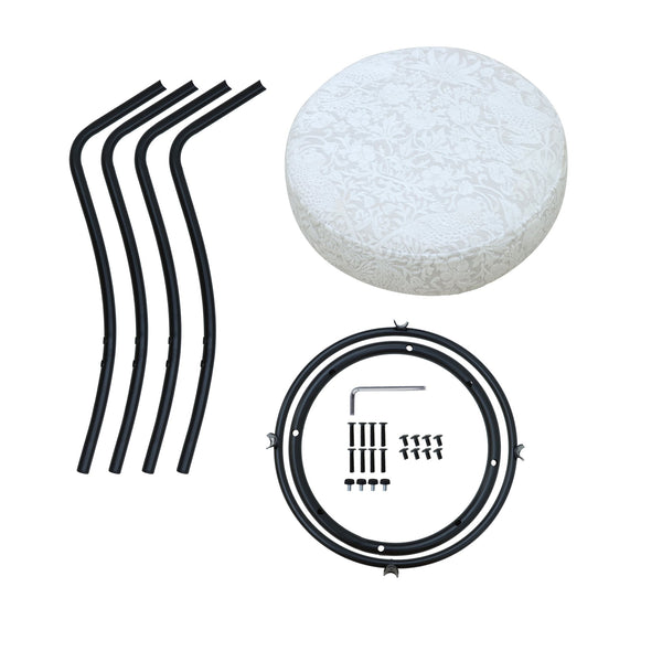 English Elm 29'' Floral Print Counter Height Bar Stool Set of 2 — Backless Upholstered Round Seats, Black Frame, Modern Comfort W1757P294425