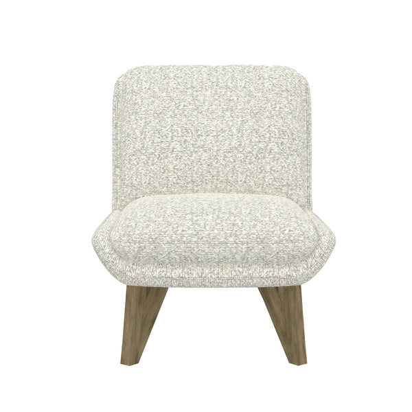 English Elm Wallace & Bay - White Armless Accent Chair — Cream Contemporary Solid Wood Design, Easy-Care Upholstery, Compact Comfort B2709P212458
