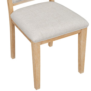 English Elm TREXM Retro 5-Piece Extendable Round-to-Oval Dining Set with Upholstered Chairs and Distressed Finish Natural ST000144AAD