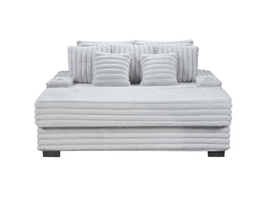 English Elm Symphony Oversized Corduroy Chaise Lounge Sofa with Cupholders and USB Port for Ultimate Comfort Light Gray B061S00904
