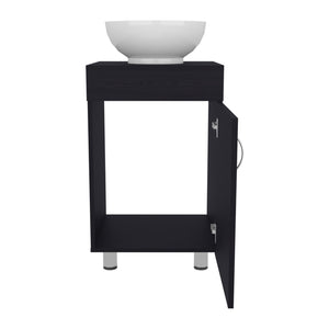 English Elm Bathroom Sleek Single-Door Vanity with Integrated Sink — Modern Minimalist Engineered Wood Storage, Durable & Eco-Friendly Black 28.35 L x 22.44 W x 11.42 H B097P296878
