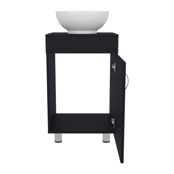 English Elm Bathroom Sleek Single-Door Vanity with Integrated Sink — Modern Minimalist Engineered Wood Storage, Durable & Eco-Friendly Black 28.35 L x 22.44 W x 11.42 H B097P296878