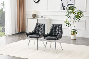 English Elm Crocodile Textured Pu Leather Accent Chair Diamond Tufted with Chrome Metal Legs W3493P456316