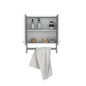 English Elm Optim Wall Mounted Bathroom Cabinet with Towel Bar and Two Adjustable Interior Shelves White B070P234352