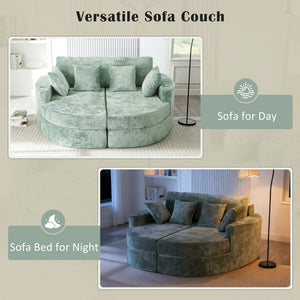 English Elm Swivel Barrel Accent Chair Chenille Tufted Round Club Seat for Living Room Lounge Green N719S002240F