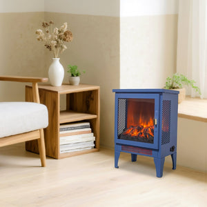 English Elm 18 Inch Freestanding Electric Fireplace Stove with 3d Led Flame and Matte Black Finish W1769P345280