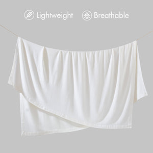 JLA Home Madison Park - Blanket Madison Park Egyptian Cotton Luxury Throw — Breathable, Ultra-Soft, Durable Everyday Comfort White MP51N-5163