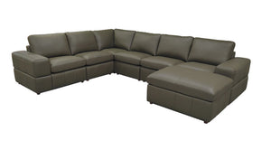 English Elm Large Square Arm Leather Match Modular Sectional for Spacious Living Rooms Olive Green B2748S00140