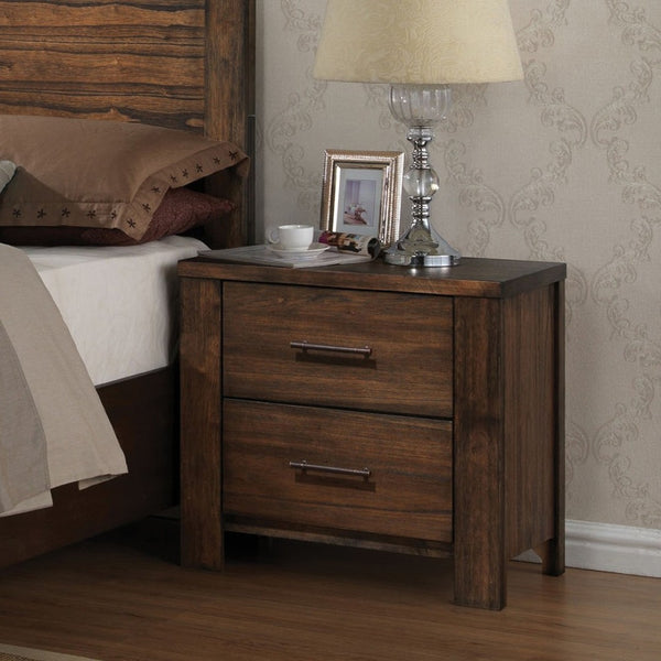 English Elm Wooden Nightstand With 2 Spacious Drawers In Warm Oak Finish – Classic, Durable Design For Your Bedroom B016P252981-GIGA