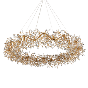 Crystal Bud Grande Ring Chandelier - Stunning 57.5" Brass & Crystal Fixture for Luxurious Spaces