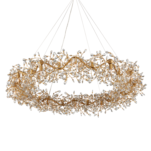 Crystal Bud Grande Ring Chandelier - Stunning 57.5" Brass & Crystal Fixture for Luxurious Spaces