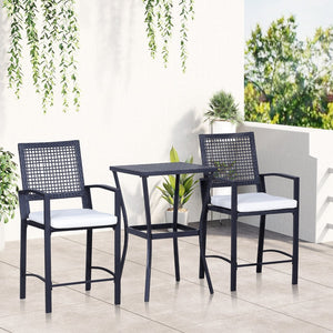 English Elm Outsunny 3-Piece Patio Bar Set With Cushions - Stylish Rattan Wicker Outdoor Bistro Furniture Set W2225P217539-GIGA