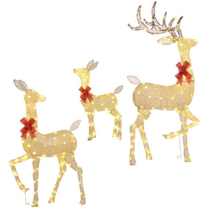 English Elm Outsunny Silver Led Reindeer Family Trio Outdoor Holiday Lawn Decor with Dual Light W2225P249608