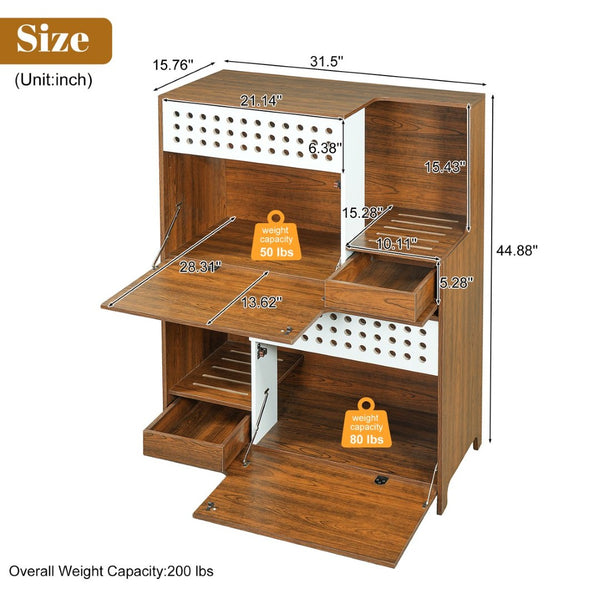 English Elm Modern Mdf Cat Litter Box Enclosure Side Table with Ventilated Storage Compartment Brown N752P394342D