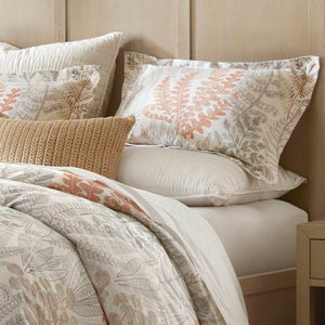English Elm 3-piece King Cotton Sateen Duvet Set Botanical Herb Print 300tc Terracotta Linen B035P408292