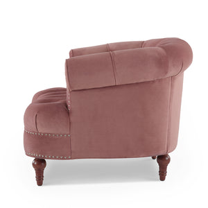 English Elm Jennifer Taylor Home - La La Rosa Victorian Tufted Upholstered Accent Chair in Luxe Velvet with Nailhead Trim and Support Pink B2719P238182