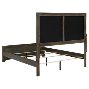 English Elm Arabesque Queen Bedroom Set with Led Tufted Headboard Mirrored Trim Crystal Hardware B062S01544