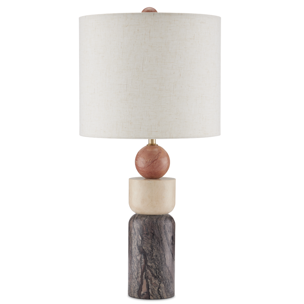 Moreno Table Lamp - Stunning Geometric Design in Rosa Cappuccino & Breccia Marble with Beige Shade