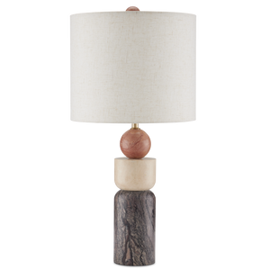Moreno Table Lamp - Stunning Geometric Design in Rosa Cappuccino & Breccia Marble with Beige Shade
