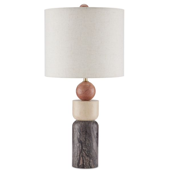 Moreno Table Lamp - Stunning Geometric Design in Rosa Cappuccino & Breccia Marble with Beige Shade