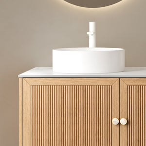 English Elm MUNIN Round 16" Ceramic Vessel Sink for Countertops — Glossy White Durable Basin, Easy-Clean Finish W2615P200021
