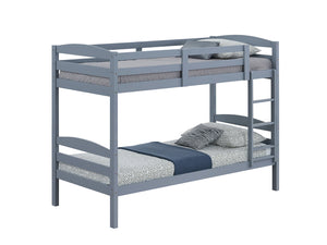 English Elm Twin Arch Slat Bunk Bed with Patented Insert & Lock Joint System — Sturdy Transitional Style, Space-Saving Design Gray 14 L x 81 W x 9 H B2741P346372