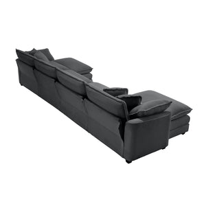 English Elm Corduroy Sofa - Stylish 4-Seater With 3 Footstools, Ergonomic Comfort, Easy Assembly & Modern Design W714S00842