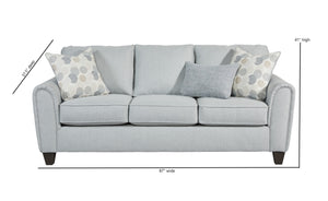 Fusion Jonah Transitional Foam Sofa In Blue Grey With Contrasting Pillows And Stylish Tapered Legs Blue Grey Sw ,100% Polyester 49-00-kp Jonah Foam Sofa