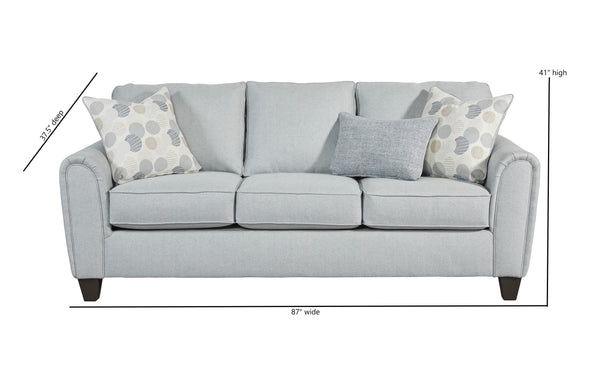 Fusion Jonah Transitional Foam Sofa In Blue Grey With Contrasting Pillows And Stylish Tapered Legs Blue Grey Sw ,100% Polyester 49-00-kp Jonah Foam Sofa