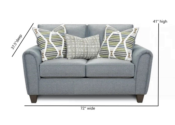 Fusion Macarena Marine Loveseat In Grey - Stylish Transitional Sofa With Reversible Cushions & Pillows Grey Ws,100% Polypropylene 49-01 Macarena Marine Loveseat