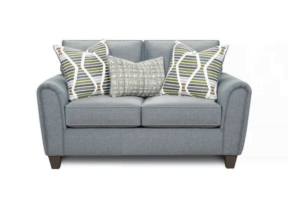 Fusion Macarena Marine Loveseat In Grey - Stylish Transitional Sofa With Reversible Cushions & Pillows Grey Ws,100% Polypropylene 49-01 Macarena Marine Loveseat