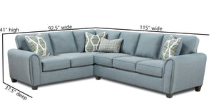 Fusion Macarena Marine 33l Sectional Sofa In Grey - Stylish 2-piece Design With Reversible Cushions & Pillows Grey Ws,100% Polypropylene 49-31r, 33l Macarena Marine Sectional