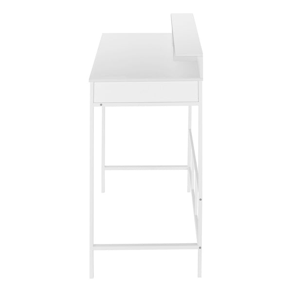 HomeRoots 47" White Wood and Metal Computer Desk - Stylish, Durable Workspace with Open Shelving for Storage 490000