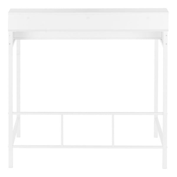 HomeRoots 47" White Wood and Metal Computer Desk - Stylish, Durable Workspace with Open Shelving for Storage 490000