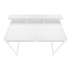 HomeRoots 47" White Wood and Metal Computer Desk - Stylish, Durable Workspace with Open Shelving for Storage 490000