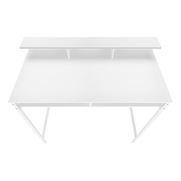 HomeRoots 47" White Wood and Metal Computer Desk - Stylish, Durable Workspace with Open Shelving for Storage 490000