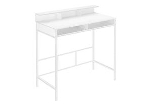HomeRoots 47" White Wood and Metal Computer Desk - Stylish, Durable Workspace with Open Shelving for Storage 490000