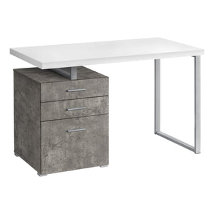 Homeroots 47" White And Gray Computer Desk With Three Drawers   490001