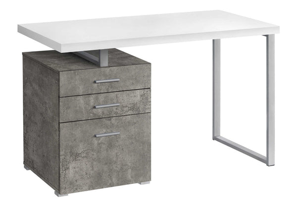HomeRoots 47" White and Gray Computer Desk – Modern Industrial Style with Three Drawers for Home Office Chic 490001