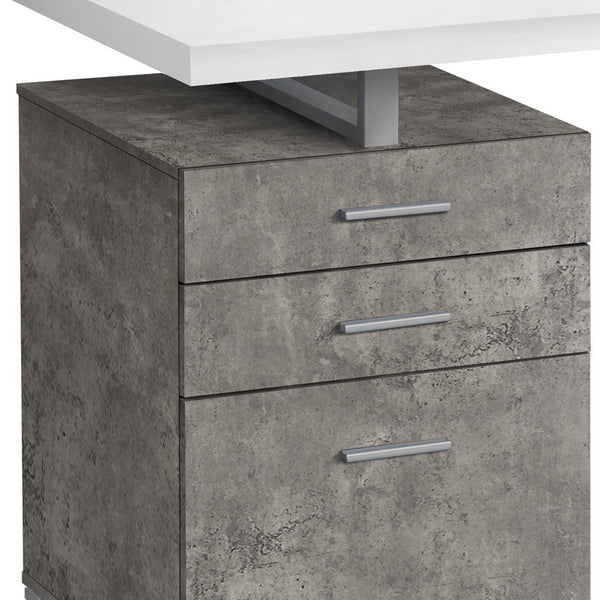 Homeroots 47" White And Gray Computer Desk With Three Drawers   490001