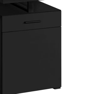 HomeRoots 47" Sleek Black Wood and Metal Sled Desk – Versatile, Modern Home Office Solution with Storage Drawer 490003