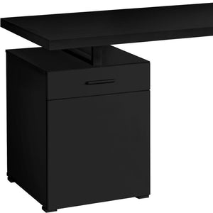 HomeRoots 47" Sleek Black Wood and Metal Sled Desk – Versatile, Modern Home Office Solution with Storage Drawer 490003