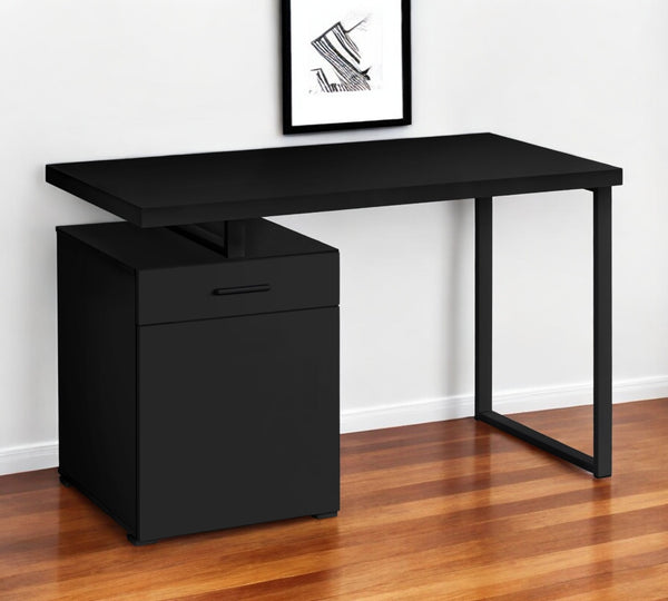 Homeroots 47" Black Wood And Metal Sled Computer Desk – Stylish, Durable, And Versatile For Your Office Space   490003