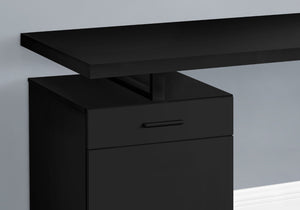 HomeRoots 47" Sleek Black Wood and Metal Sled Desk – Versatile, Modern Home Office Solution with Storage Drawer 490003