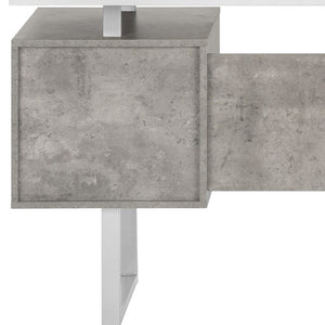 Homeroots 60" White And Gray Computer Desk With Three Drawers   490005