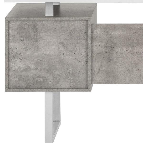 Homeroots 60" White And Gray Computer Desk With Three Drawers   490005