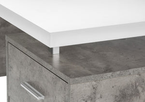 HomeRoots 60" Modern White and Gray Computer Desk with 3 Drawers, Reversible Design & Durable Construction 490005